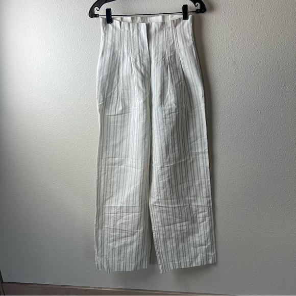 New Rebecca Taylor Striped Wide Leg Suit Pants Snow and Black NWT Women’s 0 - Picture 3 of 14